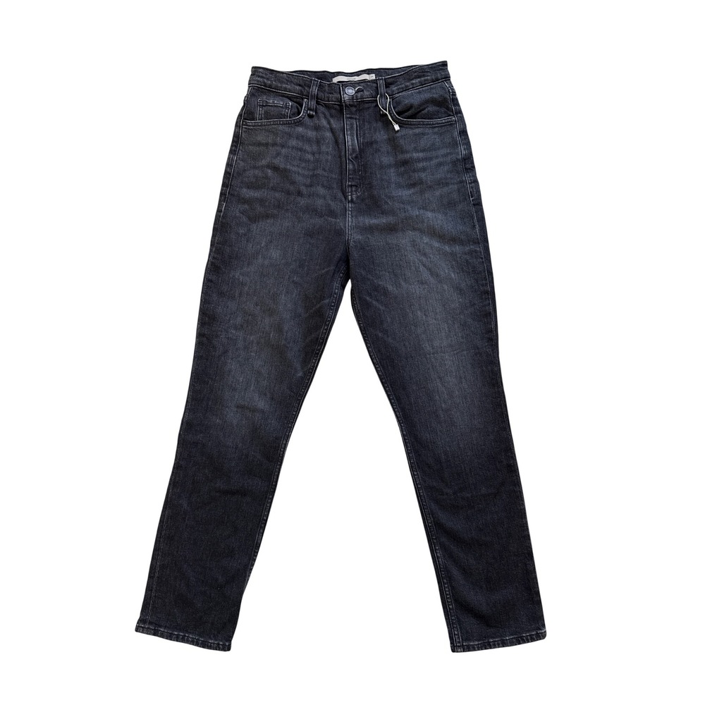 Hudson Harlow High Rise Slim Straight Jeans Eco Black‎ Faded Denim Women 29